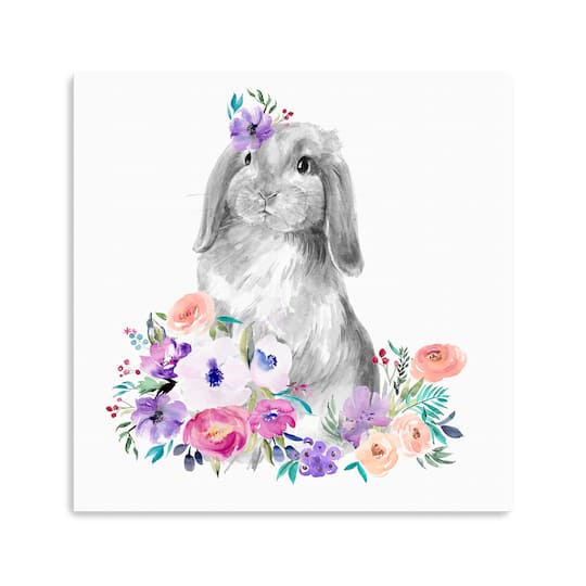Lumaprints Bright Floral Bunny I Canvas Giclée Art